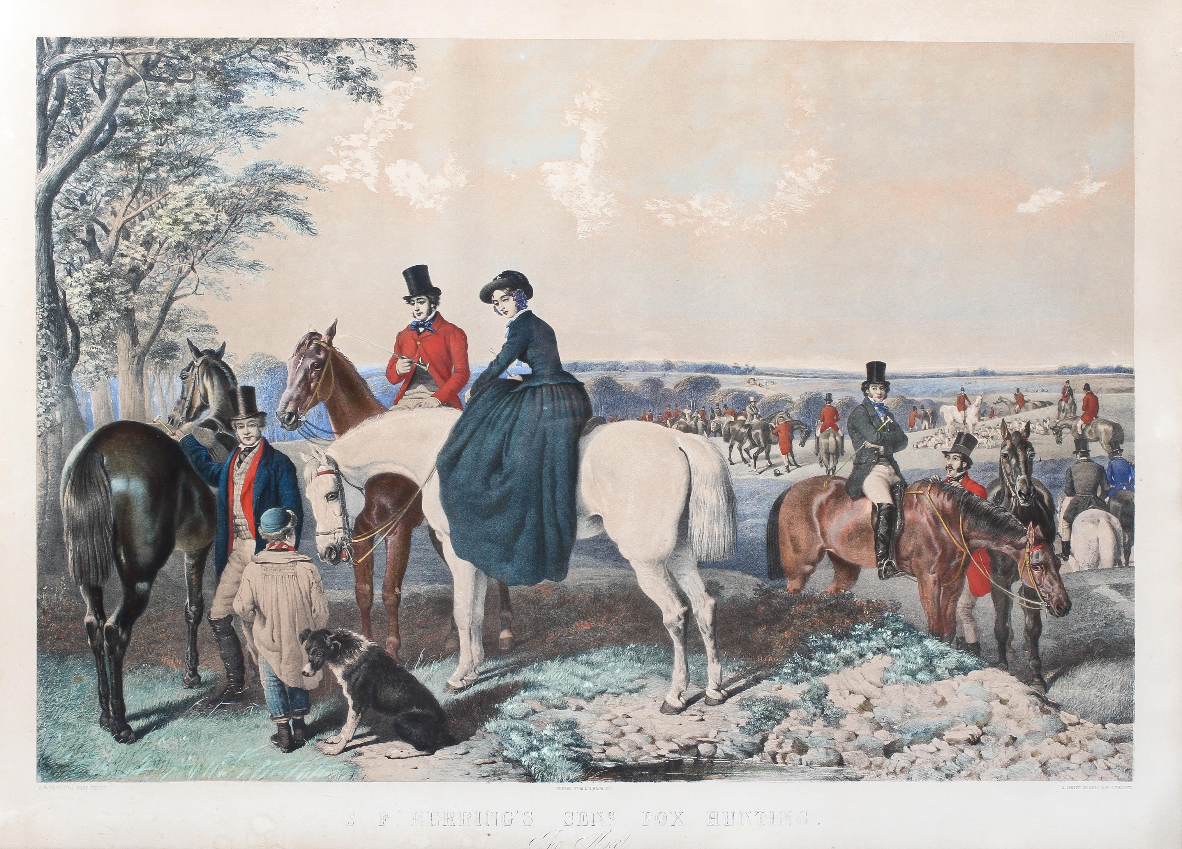 Four late 19th/early 20th century coloured etchings by M&N Hanhart,of hunting scenes, - Image 6 of 7