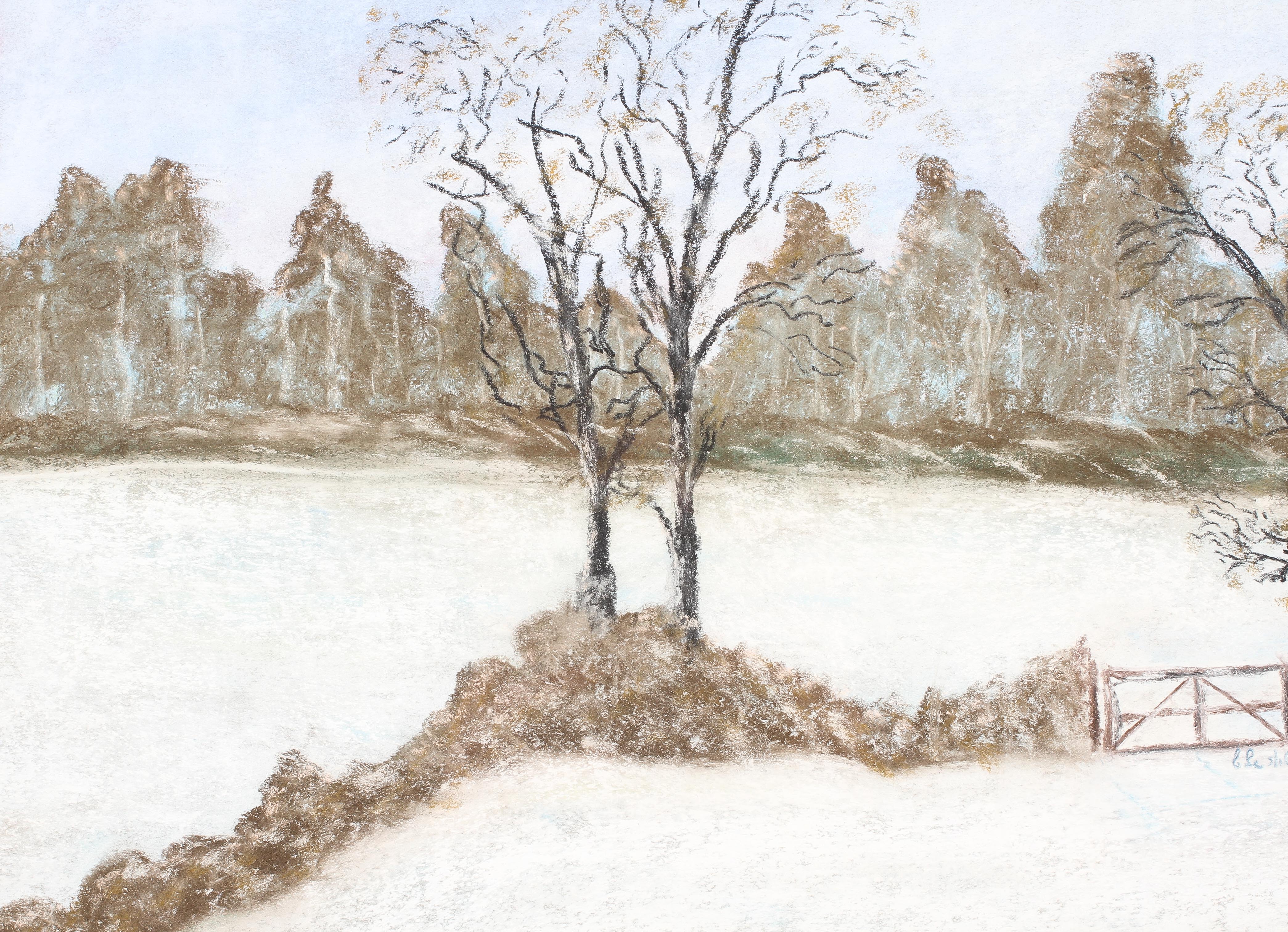 E Leslie, Winter Landscape, watercolour, signed lower right,