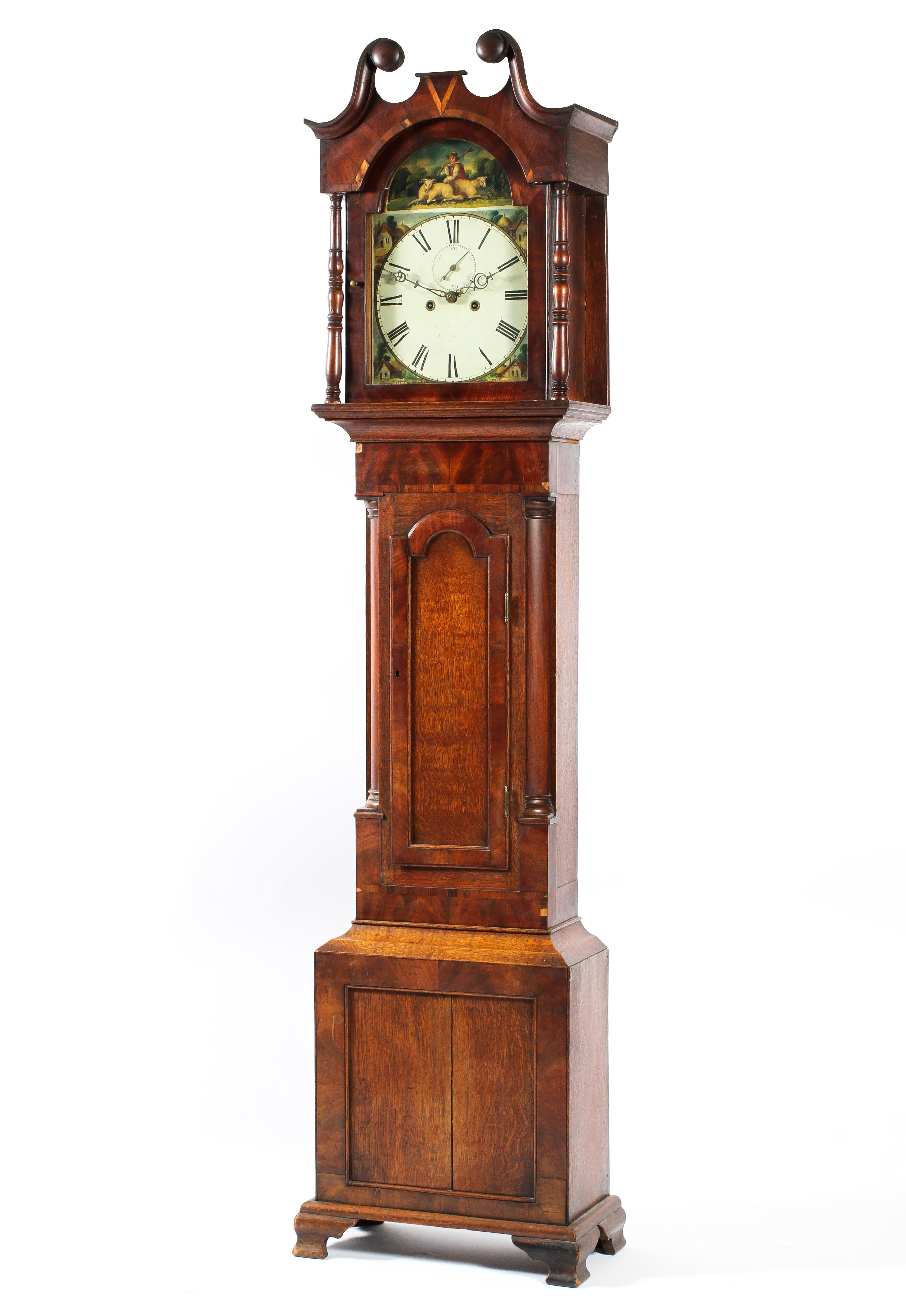 An early 19th century eight day oak cased longcase clock,