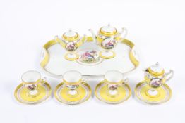 A Continental porcelain yellow ground cabaret, circa 1900,