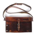 A Vintage Swiss Army leather satchel or ammo pouch, with maker's stamp verso with Swiss cross,