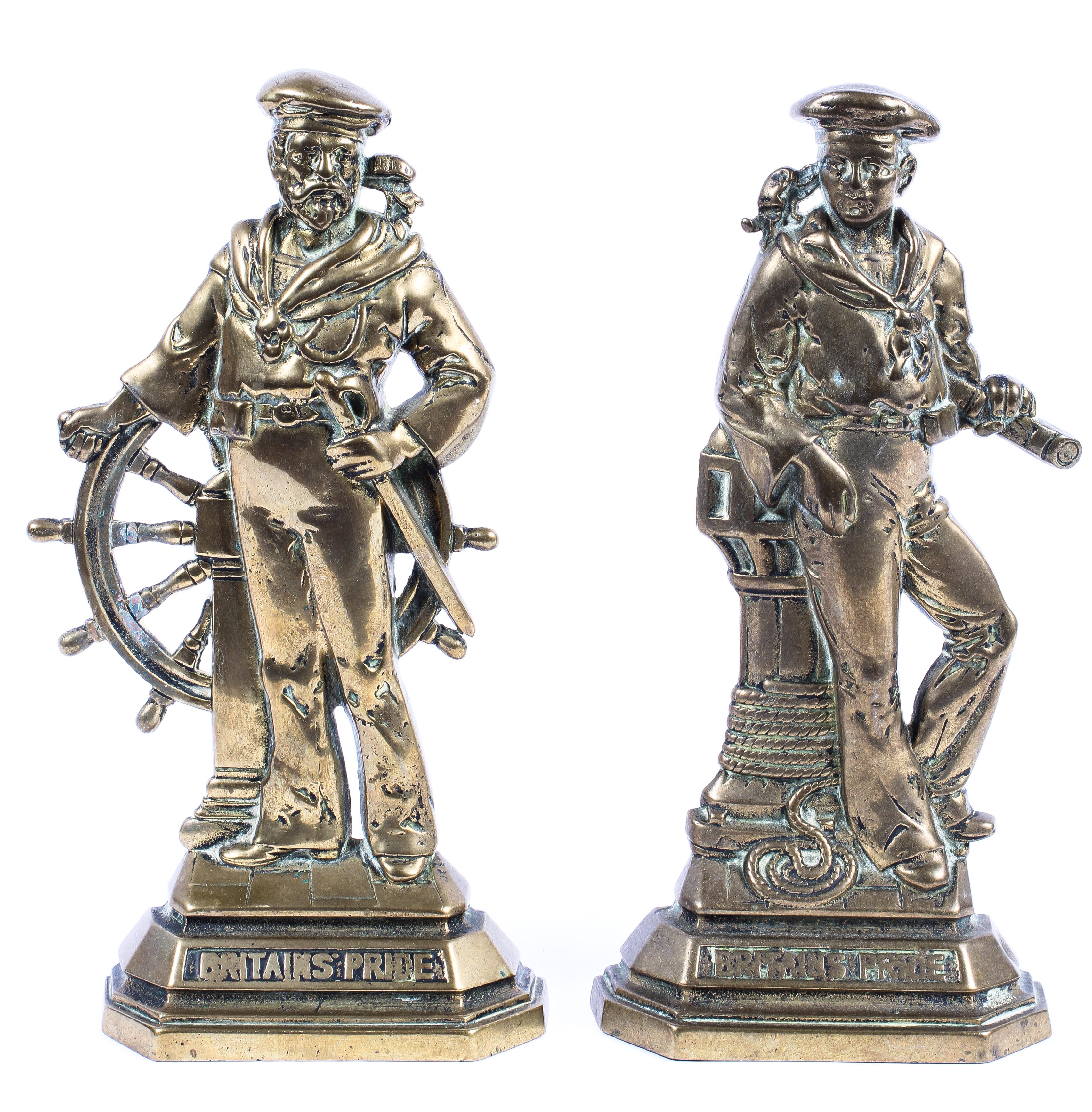 Pair of brass 'Britains Pride' Sailor doorstops, 20th century,