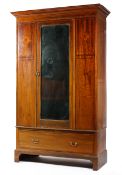 A late Victorian mahogany marquetry wardrobe,