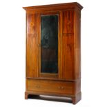 A late Victorian mahogany marquetry wardrobe,