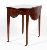 A Georgian mahogany Pembroke table, with oval drop-leaf top,