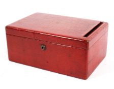 A red leather dispatch or postal box stamped 'A Webster & Co' with a Bramah lock, gilt lettering J.