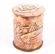 A Newlyn School Arts and Craft copper tea caddy and cover, early 20th century,