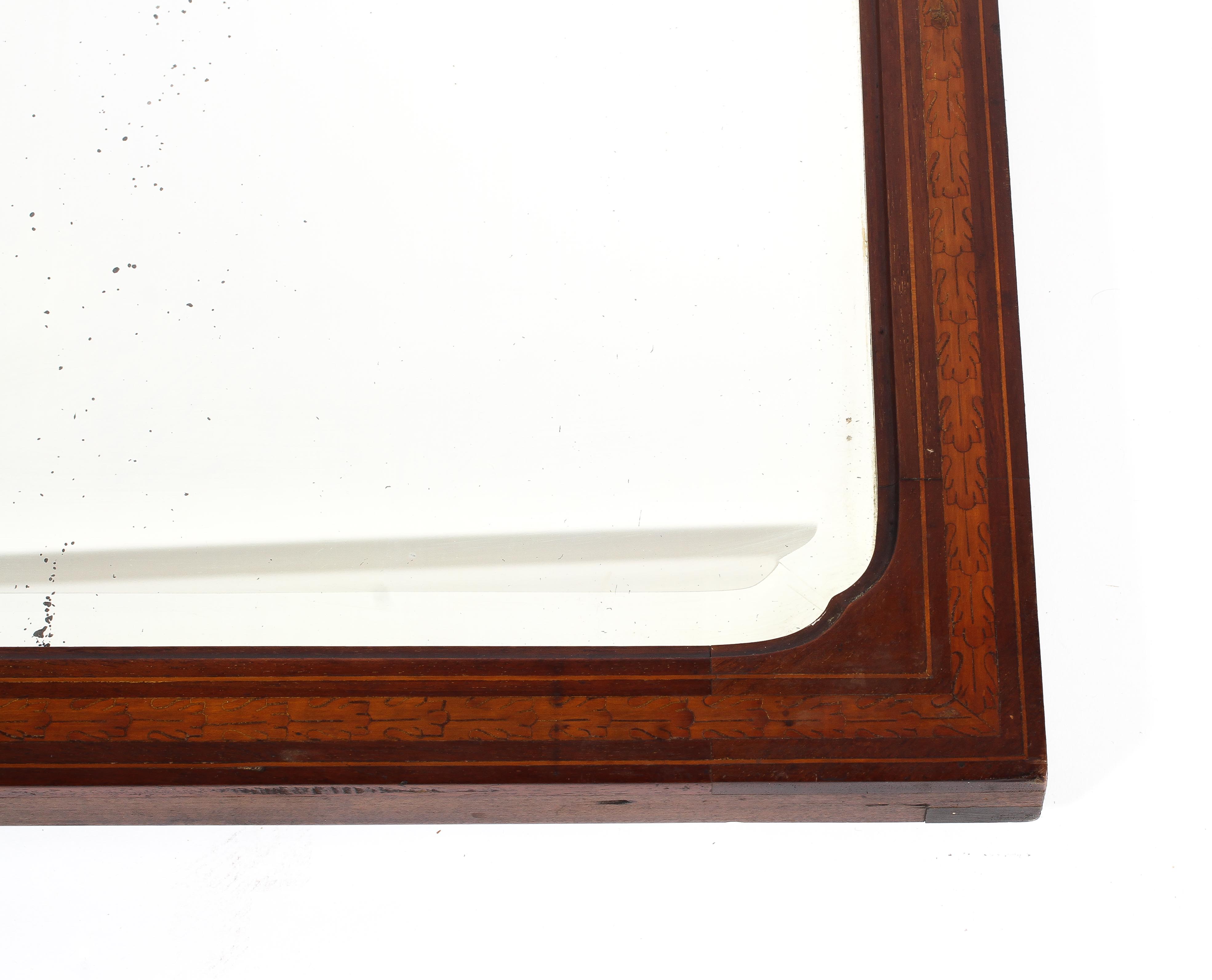 An Edwardian mahogany inlaid wall mirror, of rectangular form, - Image 2 of 2