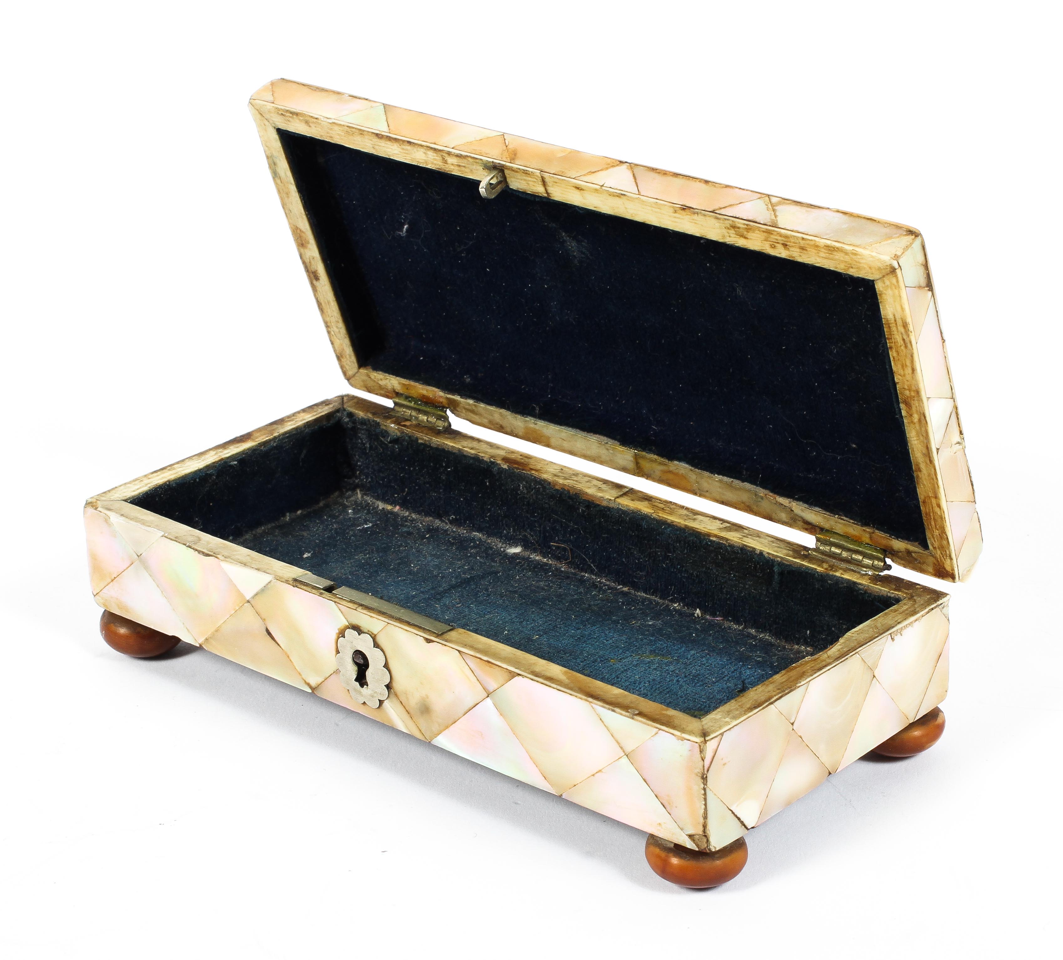 An early 19th century mother of pearl mounted box and cover, - Image 2 of 2
