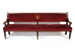 An Edwardian mahogany gentleman's club hall bench,