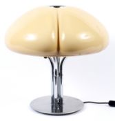 An Italian retro chrome table lamp, circa 1970, with lobed pale brown shade,