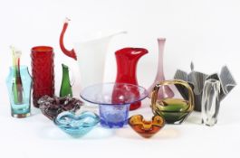 A large collection of coloured glassware,