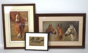 Three contemporary prints depicting horses,