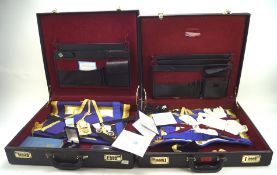 A collection of Masonic items, including robes, books, magazines and more,