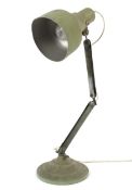 A Pifco anglepoise lamp, featuring a green shade and stepped base, with chrome stem,