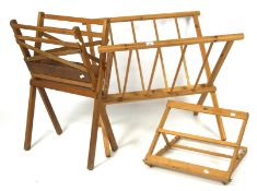 A selection of folding wooden artists related wares, including a large print rack,