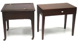 A Victorian mahogany chamber pot stand and a mahogany side table,