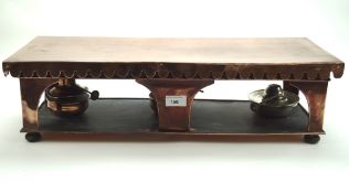 An early 20th century copper warming tray stand,