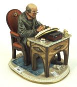 A vintage Capodimonte figure group "The Clerk" with makers marks to base,