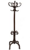 A stained beech wood Bentwood floor standing hat/coat stand