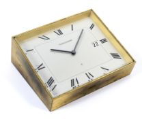 A Jaeger le Coultre (Swiss) brass mounted desk clock,