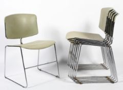 A set of six 1980's vintage steel case max-stacker American chairs