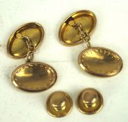 A pair of 9ct gold cufflinks and a pair of 9ct gold earring backs,
