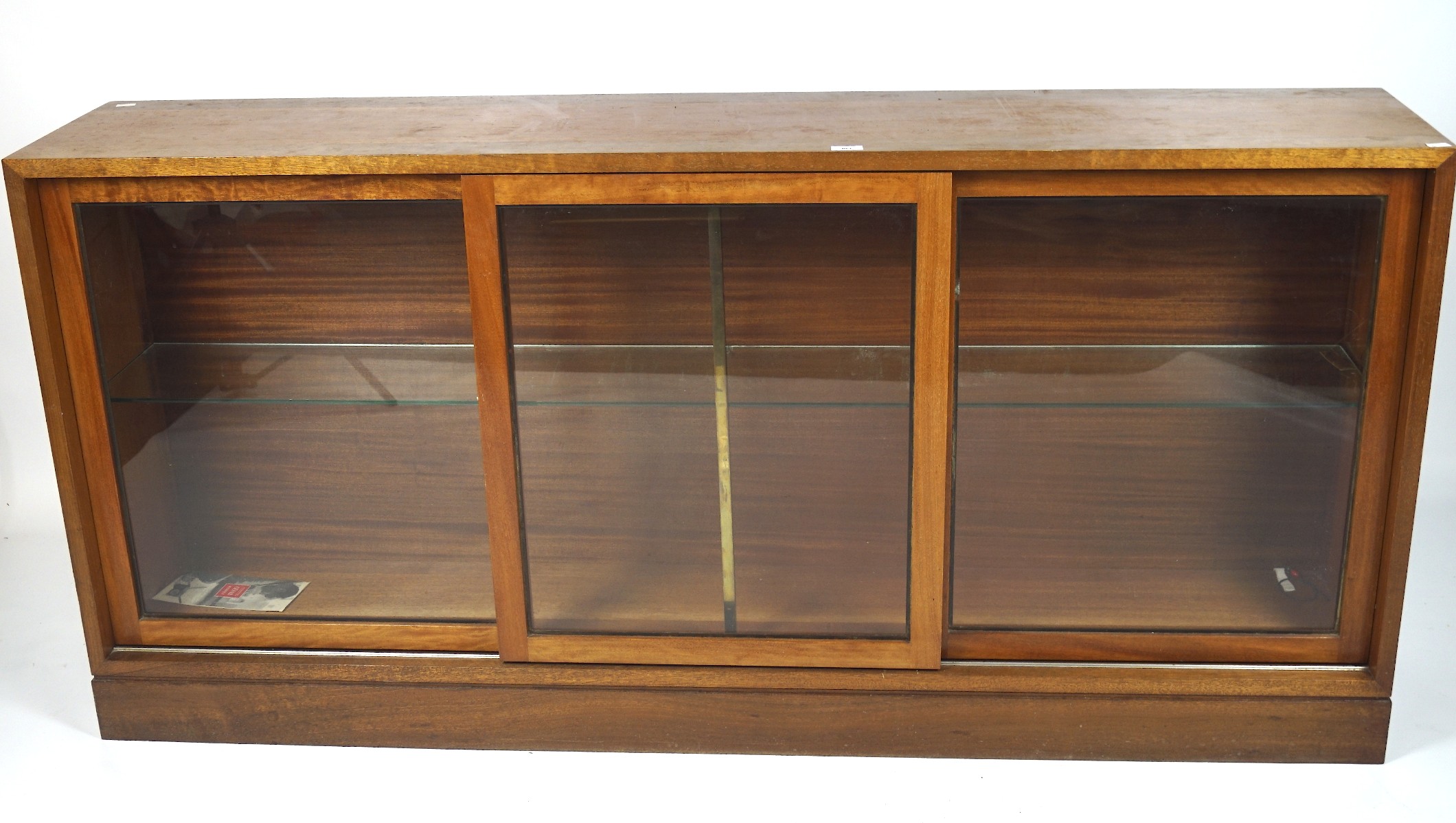 A 20th century mahogany veneered glazed display cabinet,