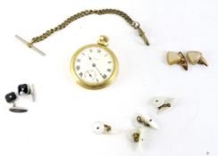 A vintage Smiths pocket watch and a collection of assorted cufflinks,