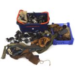 An extensive collection of fishing reels and rod bags, to include a Garcia Mitchell 387 reel,
