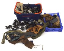 An extensive collection of fishing reels and rod bags, to include a Garcia Mitchell 387 reel,