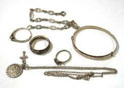 A selection of silver and other jewellery, to include a silver bracelet,