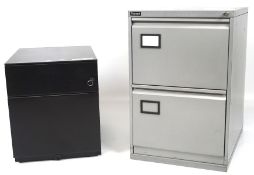 Two modern filing cabinets, one being a two drawer Triumph, the smaller being black in colour,