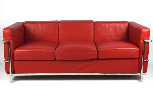 A contemporary LC2 grand comfort 3-seater sofa after Le Corbusier,