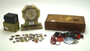Assorted collectables, to include a stone mantle clock,