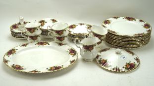 A Royal Albert Old Country Rose part tea and dinner service, to include tea cups, saucers,