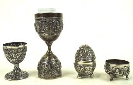 A selection of early 20th century Indian white metal wares,