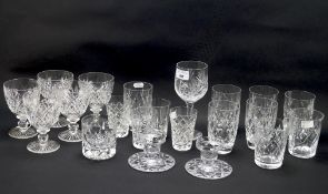 A selection of Webb Corbett and other glassware, including beakers,