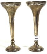 A pair of early 20th century silver spill vases, of flowing form,