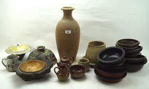 A collection of stoneware and pottery, including vases, bowls and jugs,