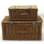 Two vintage Fortnum and Mason wicker picnic hampers,