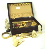 A collection of assorted bone, Ivory and resin wares, to include carved paper knives, necklace,