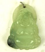 A contemporary carved hardstone pendant in the form of Buddha,