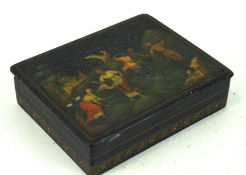 A Russian lacquered box, of rectangular form,