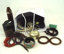 A large collection of vintage costume jewellery, including bangles,