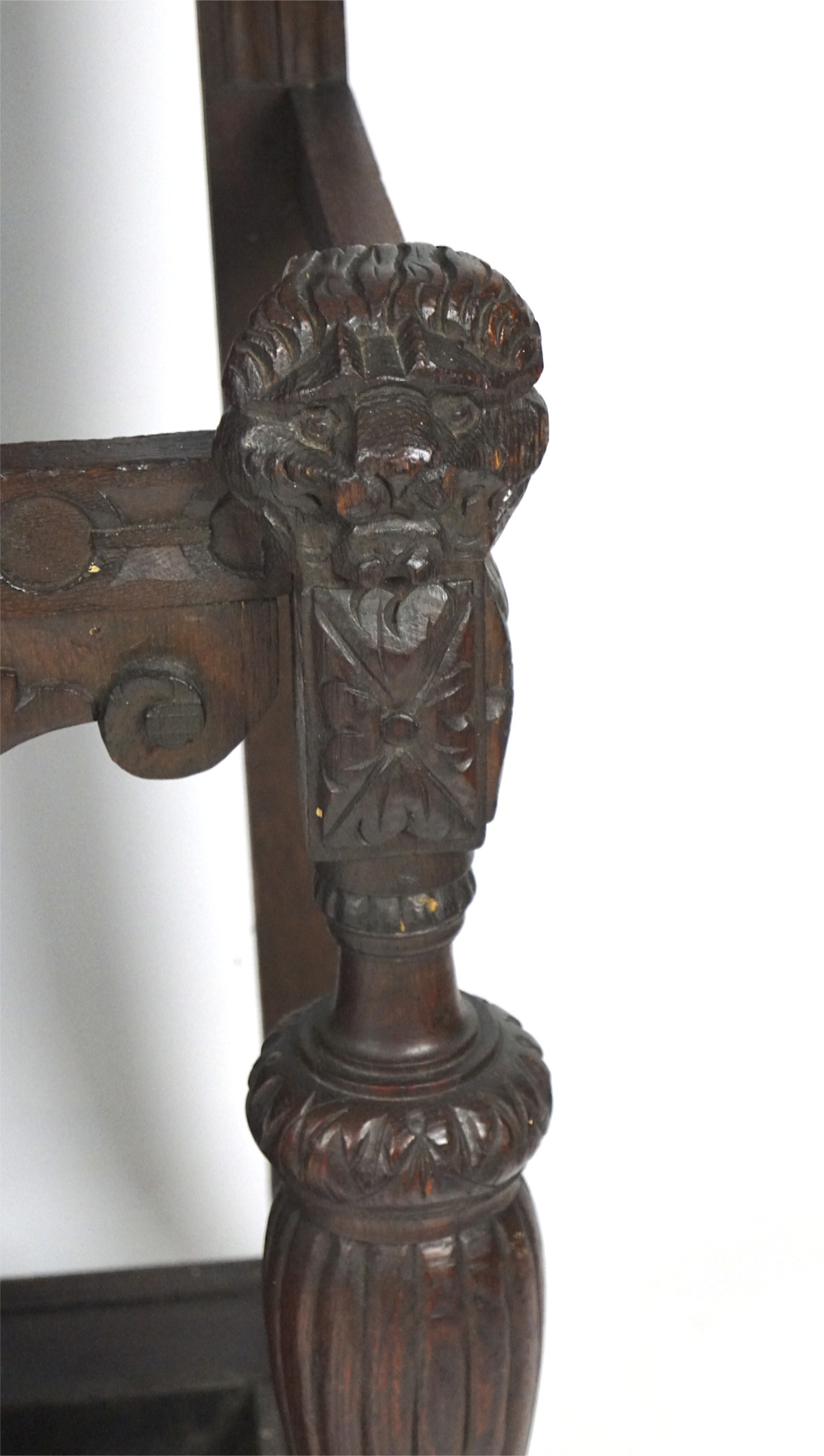 A 19th century oak hall stand, with highly carved decoration throughout, - Image 3 of 4