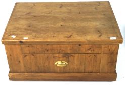 A wooden trunk converted into a coffee table,