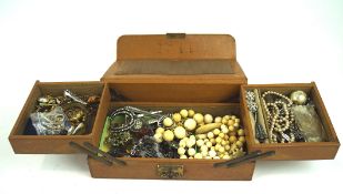 A collection of assorted costume jewellery, to include brooches, earrings, ivory necklace and more,