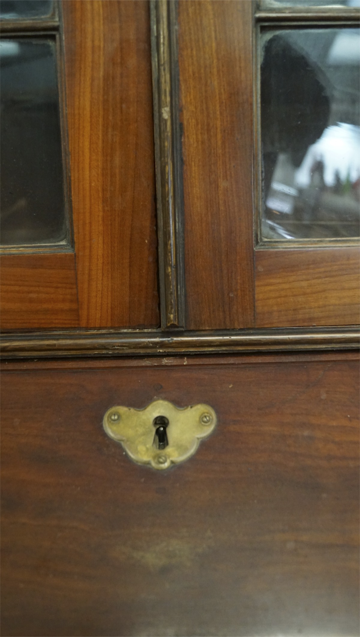 A Victorian mahogany bureau bookcase, the two door glazed bookcase with six adjustable shelves, - Image 2 of 4