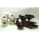 A group of Beswick copper lustre ceramics and other wares,